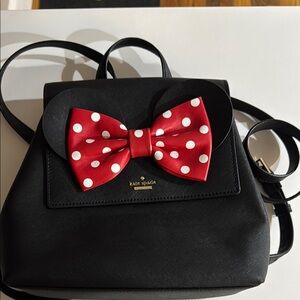 Original Kate Spade Minnie Mouse Black Backpack with Red Polka Dot Bow